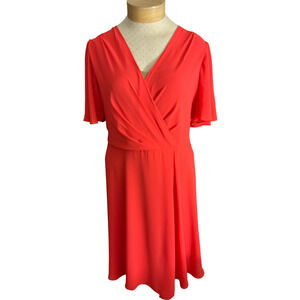 Lauren Ralph Lauren Women's 20W Red Dress Short Sleeve‎ V-Neck Party